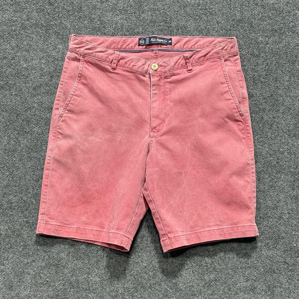 Fish Hippie Co Shorts Mens 32 Pink Chino Stretch Canvas Casual Summer Pockets